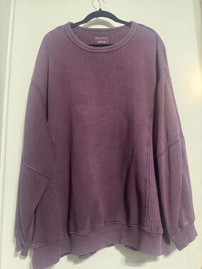 aerie Washed Plum Relaxed Crewneck Sweatshirt